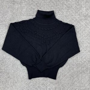 Vintage Meister Sweater Womens M Black Wool Acrylic Turtleneck Pullover 80s